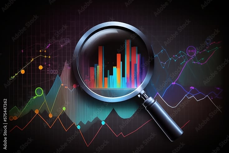 a magnifier, magnifier shows a magnified diagram in color created with generative ai technology stock illustration